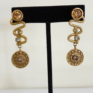 Patricia Locke Gold Tone Earrings with Austrian Crystals
